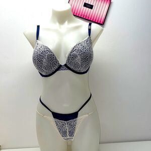 Set VICTORIA SECRET Very sexy push-up SZ 32DDD Blue/ white New